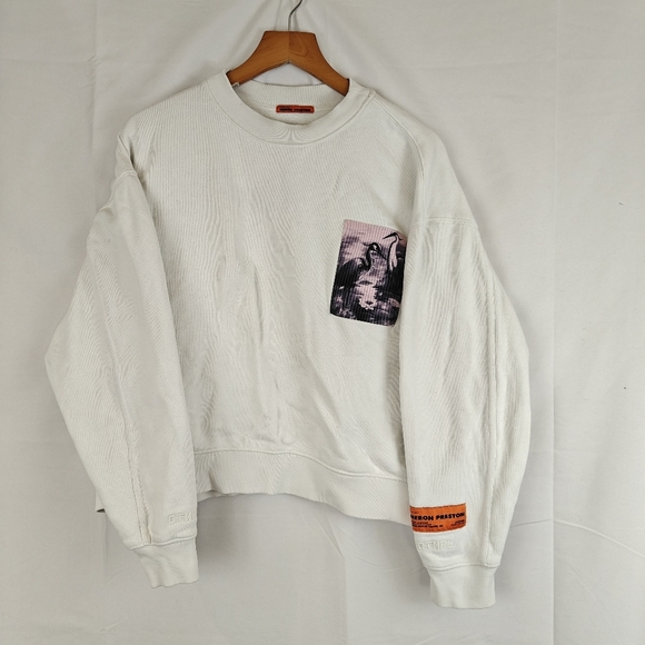 Heron Preston Heron Printed White Sweatshirt Size Small Women's - Picture 1 of 14